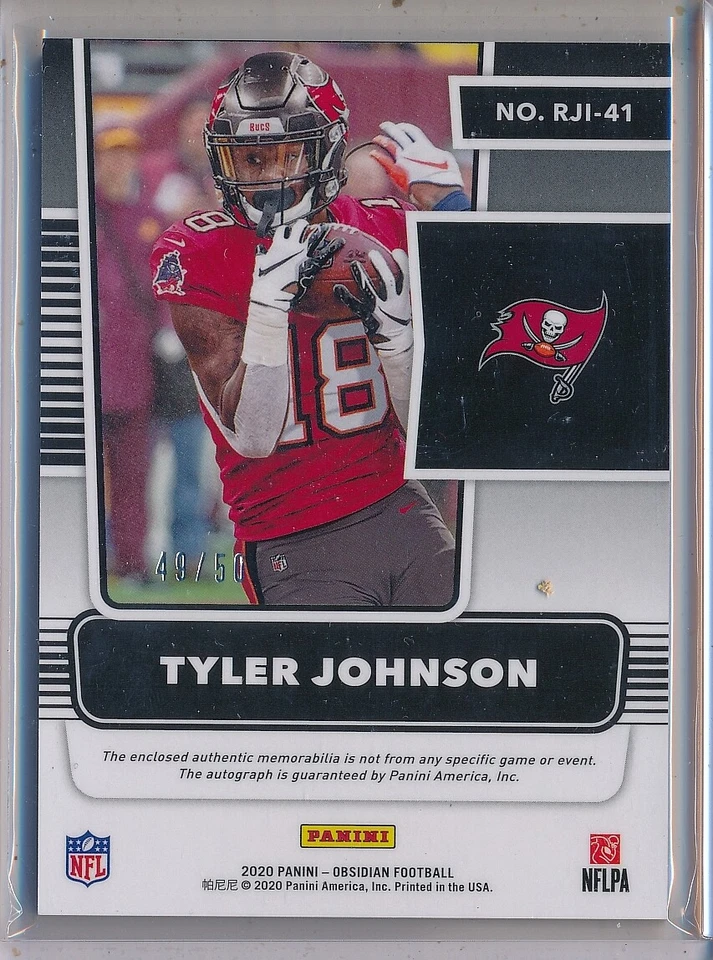 TYLER JOHNSON - 2020 Obsidian GREEN Dual Patch Rookie AUTO /50 - Buccaneers RC - Image 2 of 2
