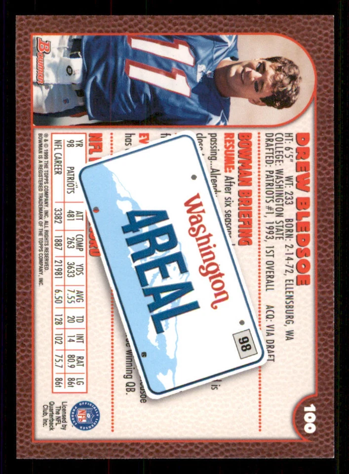 1999 Bowman Interstate #100 Drew Bledsoe - Image 2 of 2