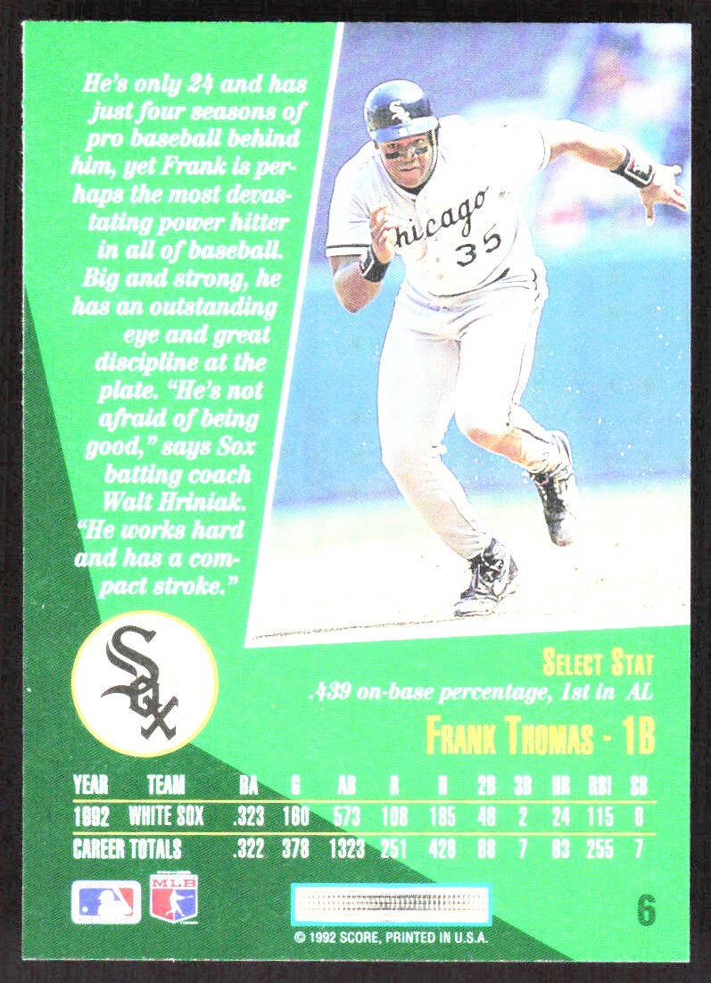 1993 1273A Select GREEN Frank Thomas Chicago White Sox #6 | eBay