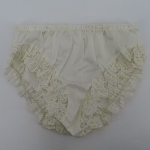 VTG Fitzgerald Women 7 Lace Trim Panty All Nylon Solid White Ivory NEW No Tags - Picture 8 of 9