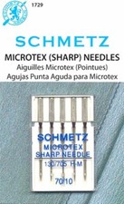 SCHMETZ SEWING MACHINE NEEDLES MICROTEX SHARP 70/10 5 PACK PART S-1729