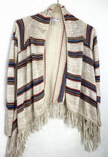 Boho Sweater Stripe Fringe Stretch 