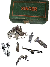Singer Low Shank 7 Presser Feet w/Box 120842 25527 867142 35931 121441 161127+