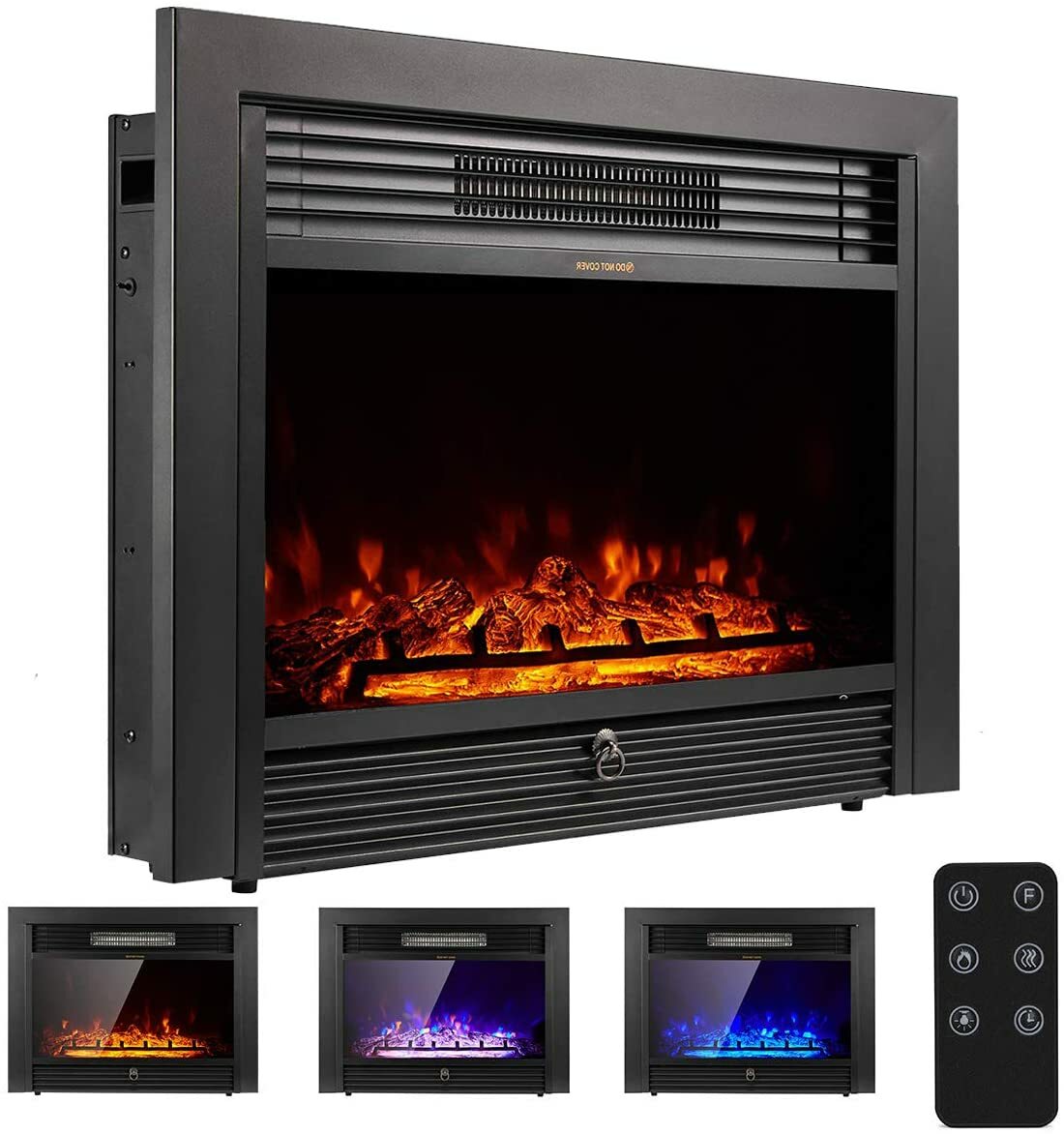 YODOLLA 28.5u0026#034; Embedded Fireplace 3 Color Flame Insert Heater w/ Remote  u0026amp; Timer | eBay
