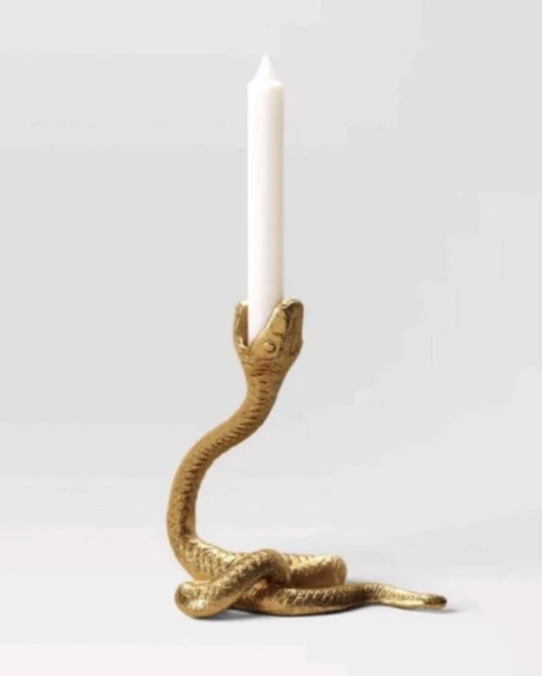 Target HaLLoWeeN 6" Gold Metal Snake Taper Candle Holder Set Of 2
