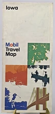 Vintage 1970's Mobil Iowa State Highway Gas Station Travel Road Map