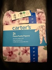 Carter's Girls Warm Fleece 2t Zipper Closure Long Sleeves Footie Pajama