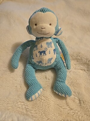 Blue Monkey Plush Bunnies By the Bay 14'' Teal Blue Striped Corduroy RETIRED NWTS