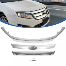 For 2010 2011 2012 Ford Fusion Chrome Front Upper Grille Grill Molding Trim Set