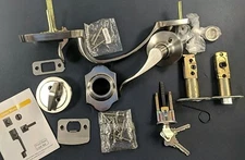 HOSOM Satin Nickel Front Door Lock Set - Open Box, Minor Imperfection (See Desc)
