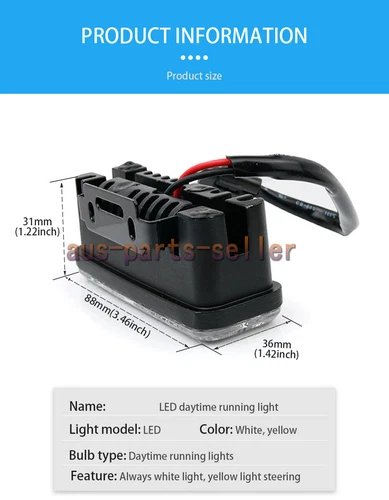 2pcs Car Daytime Running Light 3 LED White DRL Amber Turn Signal Front Fog Lamp - Picture 7 of 12