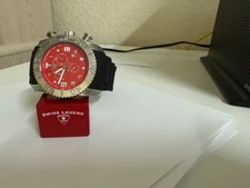 SWISS LEGEND COMMANDER 20067 GENTS STAINLESS STEEL CHRONOGRAPH RED dial WATCH