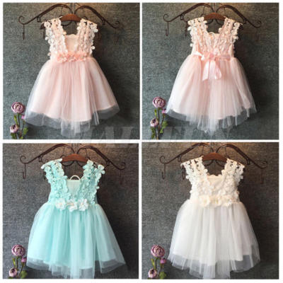 Flower Girl Summer Princess Dress Kid Baby Party Wedding Lace Tulle Tutu Dresses