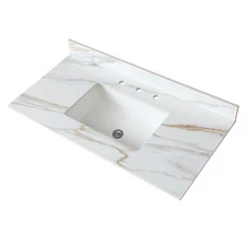 43 Inch Marble Vanity Top Sintered Stone Undermount Rectangular Sink +3 Hole