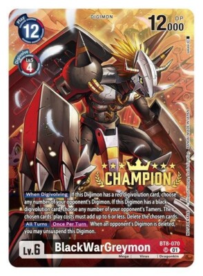 ブラックウォーグレイモン エボリューションカップ優勝プロモ SR BT8-032 BGS 8.5 Black WarGreymon Evolution Cup Winner Promo Digimon