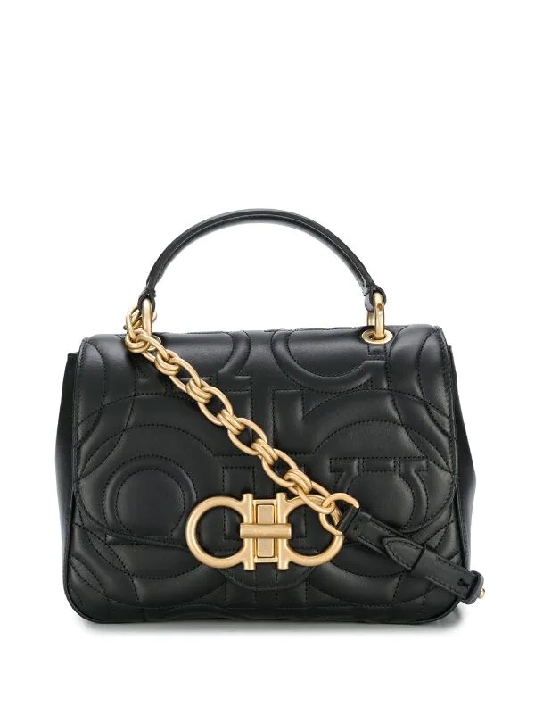 Salvatore Ferragamo Gancini Nero Quilted Flip Bag - Large