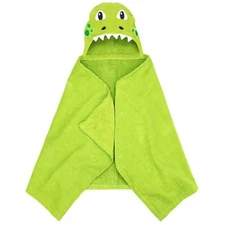 Dinosaur Kids Bath Hooded Towel Wrap, 51 x 23, Cotton, Green, Your Zone