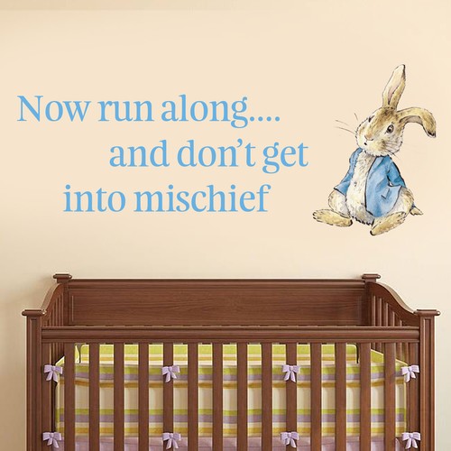 Peter Rabbit Wall Sticker "Don't Get Into Mischief" Decal - Picture 2 of 2