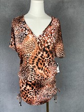 Bar III Women's Glam Cheetah Adjustable-Side Cover-up Caftan Multicolor XS NWT's