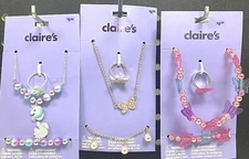 Claire’s Necklace/Ring/Bracelet Set Choose Gold Butterfly/Unicorn/Butterflies