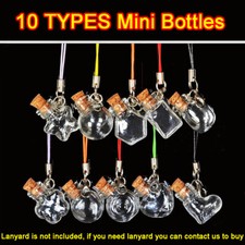 10 Shapes Mini Glass Bottles with Cork Lid Small Glass Jar Wishing DIY Pendant