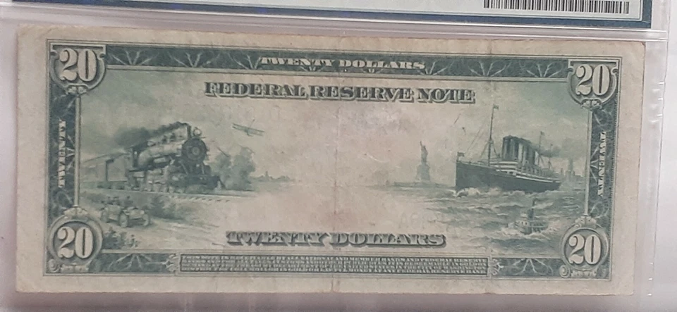  Fr #978 1914 $20 FRN  New York, PMG 35 4-D Choice Very Fine, BURKE/HOUSTON - Image 4 of 4