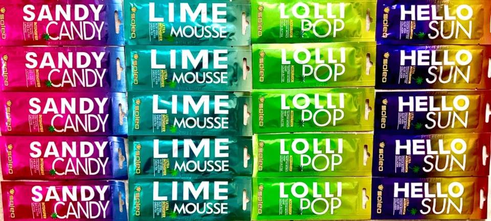 SOLEO SUNBED TANNING LOTION CREAM SACHETS PURE ACCELERATORS NO TINGLE NO BRONZER