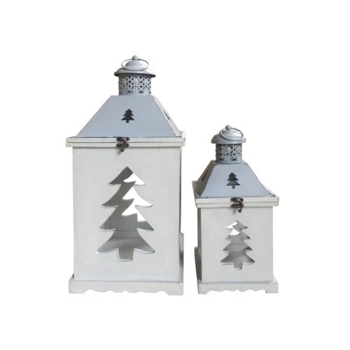 Weiße Deko-Laternen aus Holz