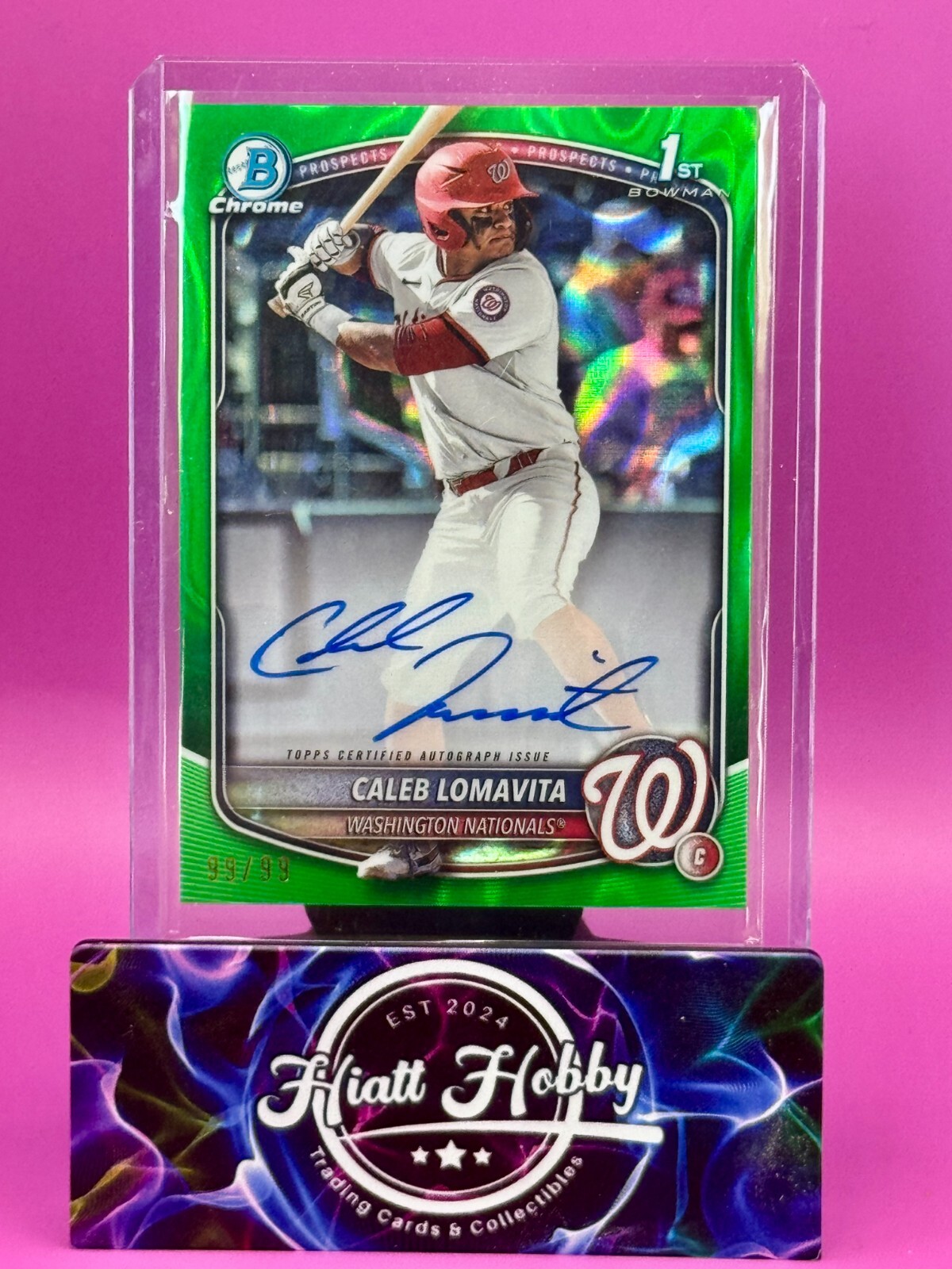 2025 Bowman Chrome - Caleb Lomavita #CPA-CLO - Green Lava Auto 99/99 Bookend!