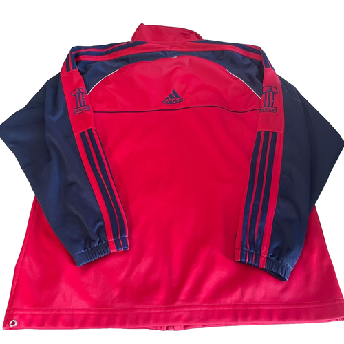 Vintage women red Adidas windbreaker full zip track jacket UK 14|L28 W18|SKU6422 - Picture 3 of 3