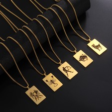 Hot12 Horoscope Zodiac Stainless Steel Necklace Constellation Pendant ChokerGift