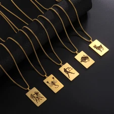 Hot12 Horoscope Zodiac Stainless Steel Necklace Constellation Pendant ChokerGift