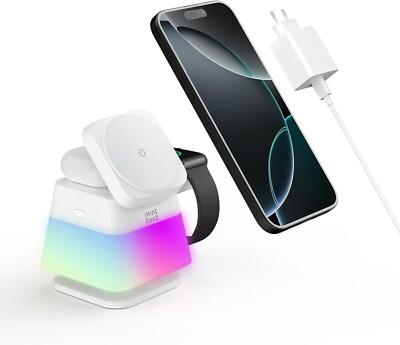 3-in-1 Kabellose Ladestation 15W für iPhone, Apple Watch & AirPods mit RGB