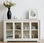 buffet sideboard cabinet white wood with glass sliding door modern look