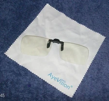 AYE VISION CLIP ON EYEEGLASSES STOP GLARE PLASTIC & CLEANING CLOTH NEW IN PACKAG