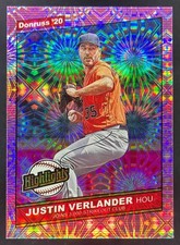 2020 Panini Donruss Justin Verlander Highlights Pink Fireworks #H-1 Astros