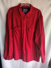 Vintage PENDLETON Red Button Up Shirt Dual Pocket Loop Collar Size XL long Vtg
