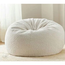 PB Teen Pottery Barn Sherpa Bean Bag Cover Medium Ivory Cozy lounge