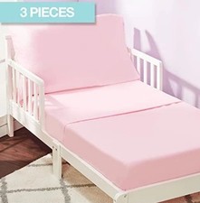 3 Piece Toddler Sheet Set - Soft Breathable Microfiber Toddler Bedding - Pink