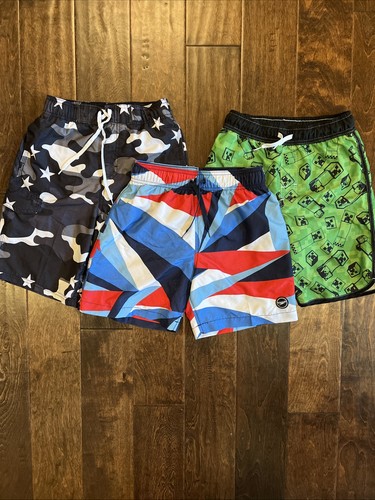 Boys Youth Swim Shorts Medium/Large Lot Of 3, Speedo, Minecraft