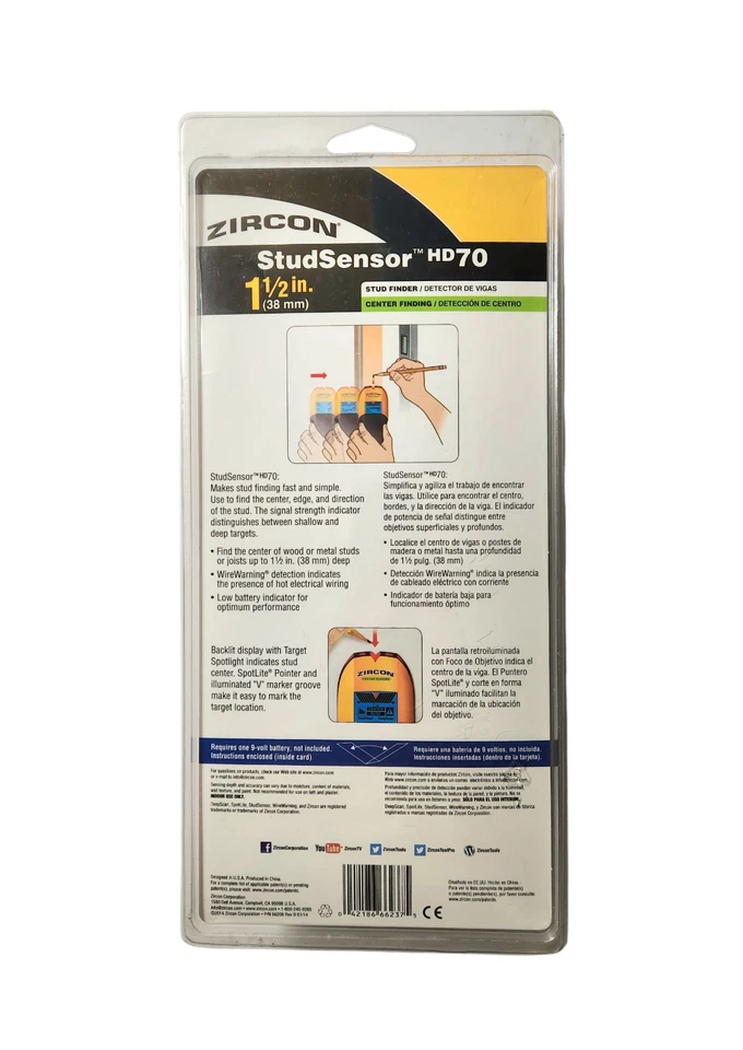 Zircon Stud Sensor HD70 OneStep Multi-Function Wall Scanner New in Package - Image 2 of 2