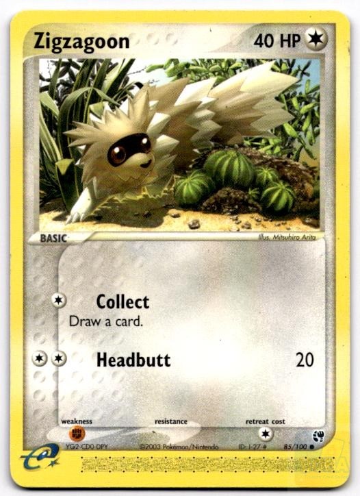 Zigzagoon 85/100 Common Sandstorm Pokemon Moderately Played