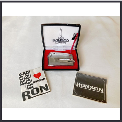 Vintage RONSON VARAFLAME Butane Lighter, DM115, Made in USA, With Original Box