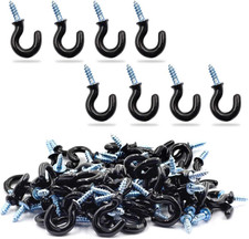50Pcs 1/2-Inch Cup Hooks Ceiling Hooks, Plastic-Covered Metal Screw-In Hooks, Bl