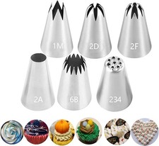6 Pcs Piping Nozzles Large Tips for Cake Decorating,Icing Piping Tips Cake Pipi