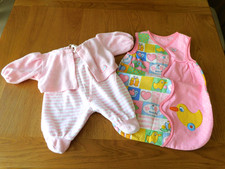 Vintage Zapf Baby Born Bundle 2  Super Cute includes  sleeping bag & romper