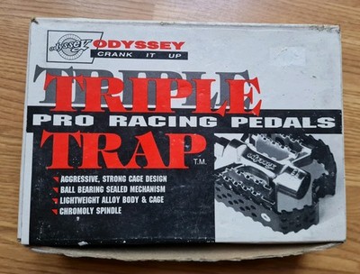 Rare NOS Silver Odyssey Triple Trap 1/2  Pedals 1990 s Old/ Mid School BMX