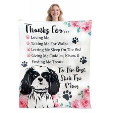 Shih Tzu Dog Lover Throw Blanket 50x60 Inch Soft Warm Fleece Plush For Bed