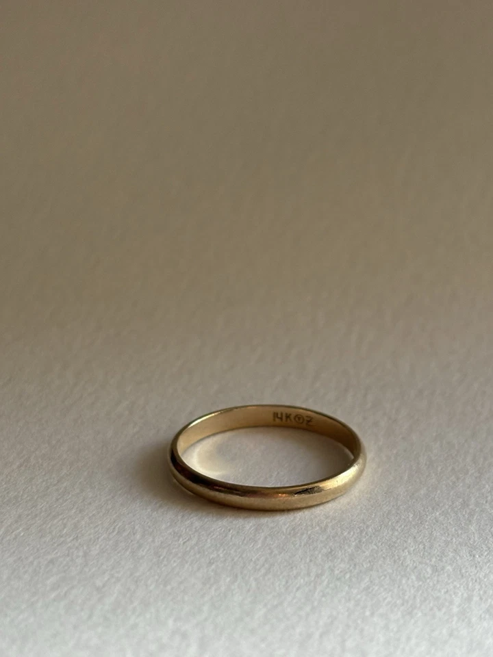 Anillo banda oro amarillo macizo 14K para hombre mujer 4 mm de ancho, talla 10 Foto 2 de 3