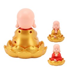 Small Monk Ornaments Cute Monk Car Interior Display Decoration Light Energy